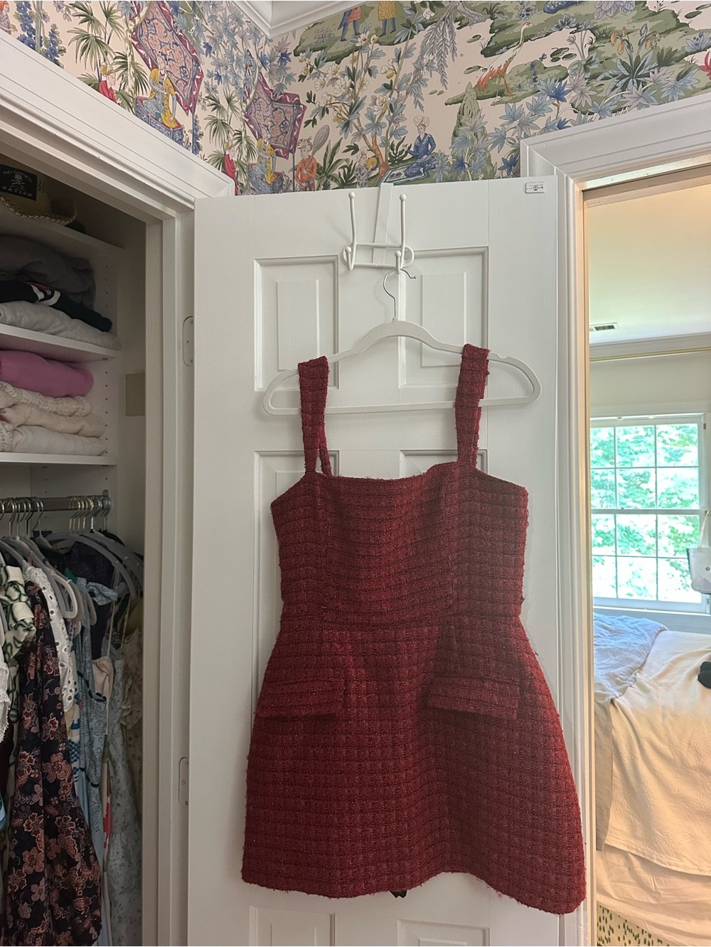 Amanda Uprichard Red Textured Tweed Mini Dress